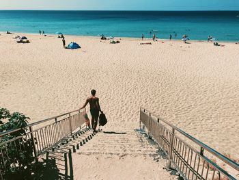 Panoramic shot of man on beach