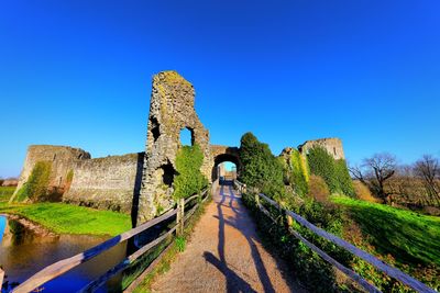 Old ruins against clear blue sky