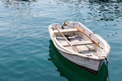 High angle view of boat on lake