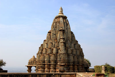 Low angle view of temple building against sky