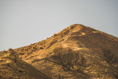 Low angle view of mountain against clear sky