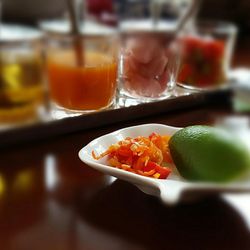 Close-up of food served in plate