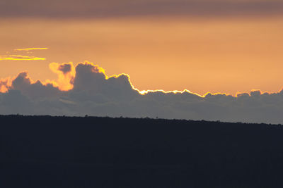 Scenic view of silhouette against sky at sunset