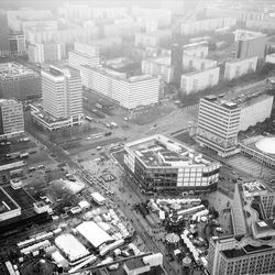 High angle view of buildings in city