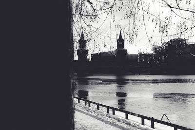 View of river with buildings in background