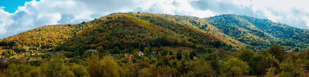 Panorama over the autumn romanian village, fantanele village, sibiu county, romania