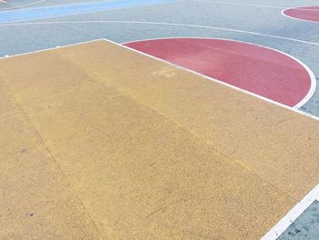 High angle view of basketball court