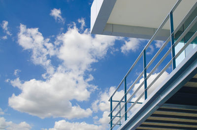 Low angle view of staircase against sky