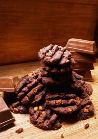 High angle view of cookies on table