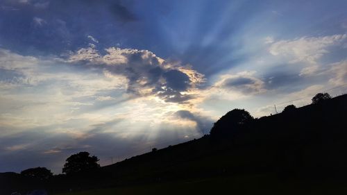 Low angle view of silhouette trees against sky