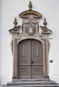 Closed door of building