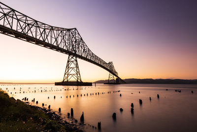 Low angle view of bridge over river against sky