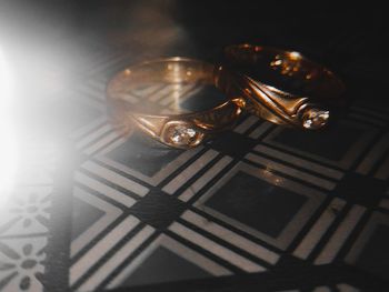 High angle view of eyeglasses on table