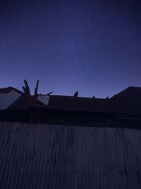 Low angle view of house against clear sky at night