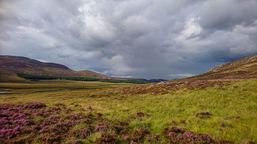 View of landscape against cloudy sky