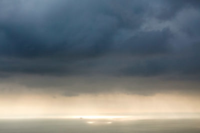 Scenic view of sea against cloudy sky