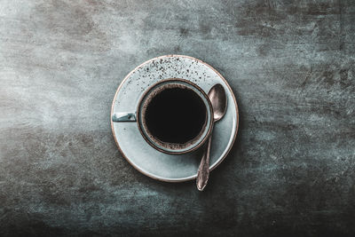 Directly above shot of black coffee on table