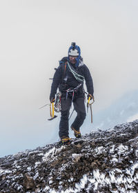 Uk, scotland, ben nevis, mountaineer at number two gully