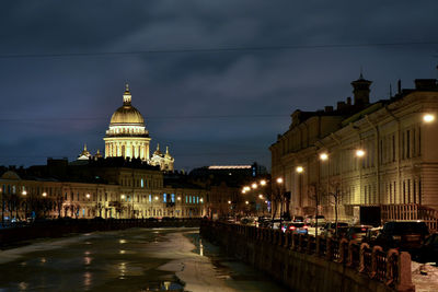 Illuminated building at night