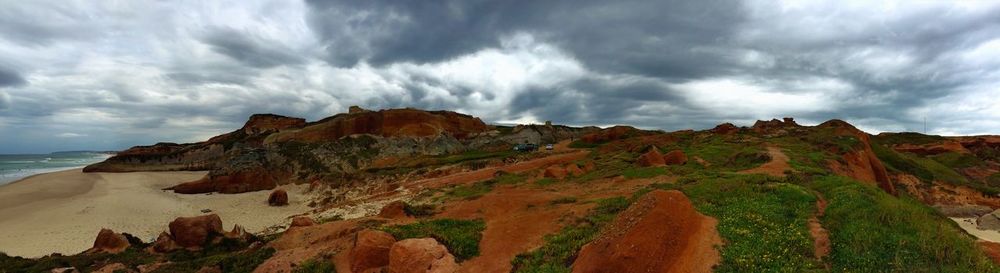 Scenic view of sea against cloudy sky