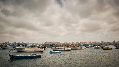 Fishing boats moored in alexandria harbor