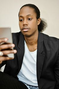 Portrait of a woman using mobile phone