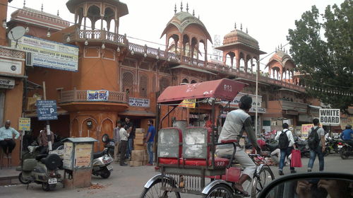 Group of people in front of building