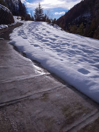 Scenic view of frozen landscape against sky