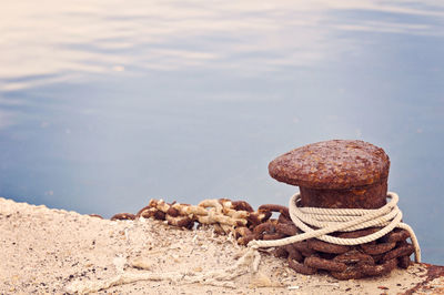 Close-up of rock by water