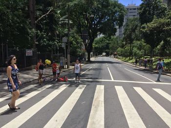 People walking on road