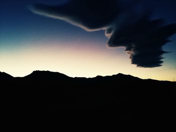 Silhouette of mountains at sunset