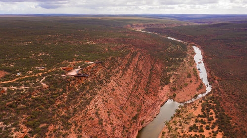 Aerial photo of newly opened skywalk attraction in kalbarri national park in western australia.