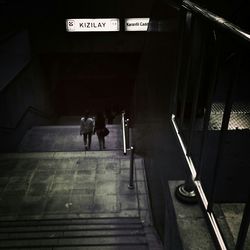 View of woman in subway