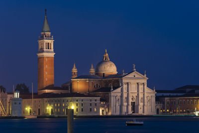 San giorgio maggiore and grand canal in city at night