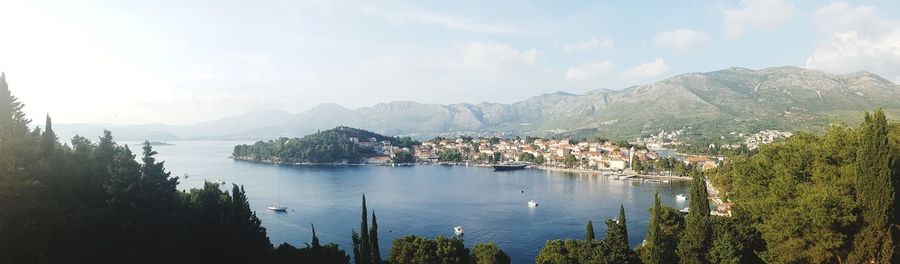 Panoramic shot of cityscape against sky