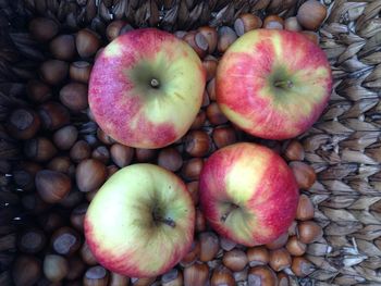 High angle view of apples