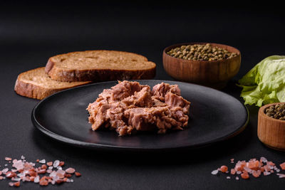 Close-up of food in plate on table