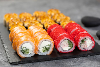 Close-up of sushi on table