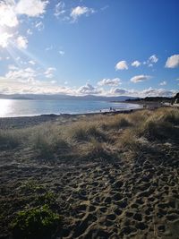 Scenic view of beach against sky