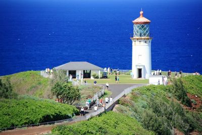 View of lighthouse against blue sky