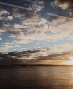 Scenic view of sea against sky at sunset