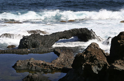 Scenic view of rocks in sea