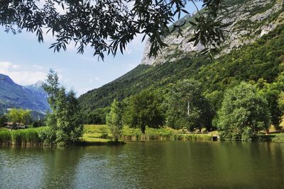 Scenic view of lake and mountains