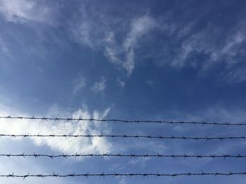 Low angle view of electricity pylon against sky