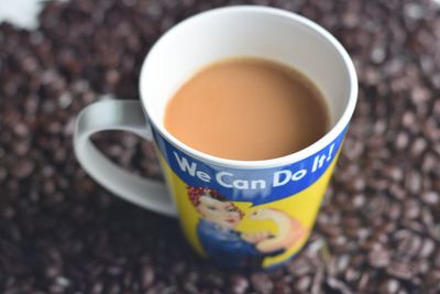 Close-up of tea cup on table