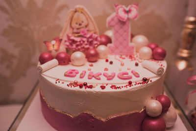 Close-up of dessert on table