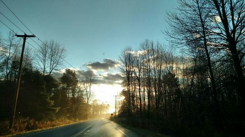 Empty road at sunset