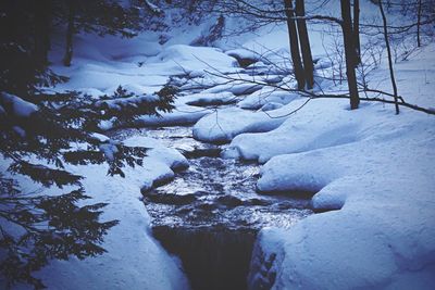 Frozen lake in winter