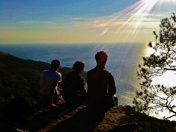 Tourists at sunset