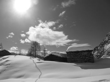Low angle view of snow covered landscape